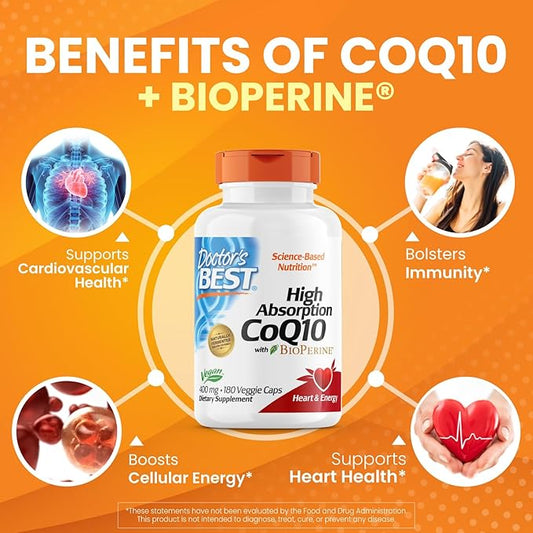 Doctor's Best High Absorption CoQ10 400 mg, 180 Veggie