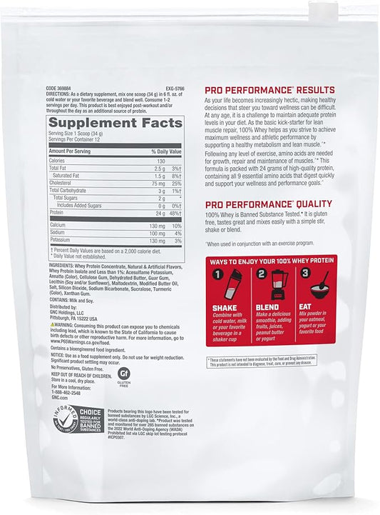 GNC Pro Performance 100% Whey Protein Powder | Supports Healthy Metabolism and Lean Muscle Recovery | Vanilla Cream | 12 Servings