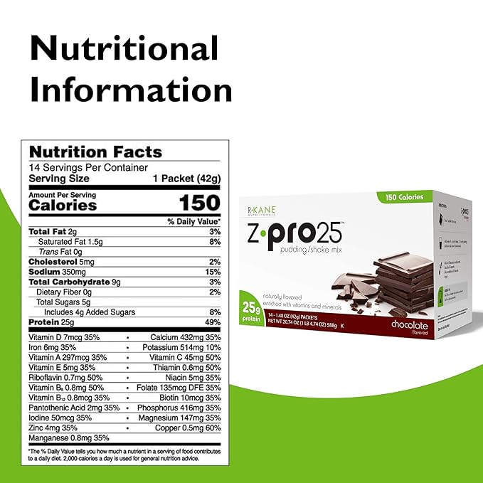 Z-Pro Chocolate Protein Drink Mix 25g Protein 14 Packets- ZPro25