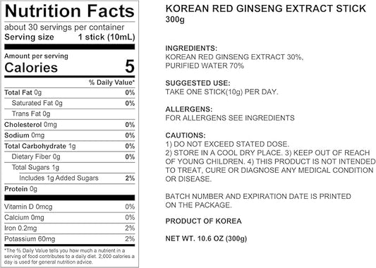 POCHEON KOREAN RED GINSENG Extract Stick, 30% Ginseng 30 Sticks (10ml x 30), Natural
