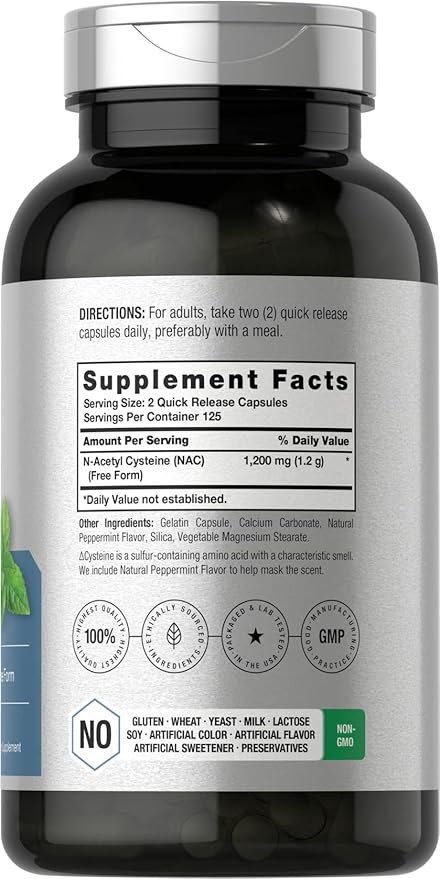 Horbäach NAC N-Acetyl Cysteine Supplement 1200mg 250 Capsules