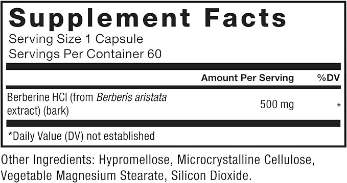 FORCE FACTOR Berberine 500mg Supplement, Cardiovascular 60 Vegetable