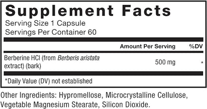 FORCE FACTOR Berberine 500mg Supplement, Cardiovascular 60 Vegetable
