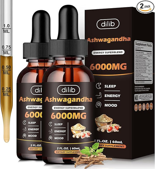 Organic Liquid Ashwagandha Drops for Women 7in1 Ashwagandha -4 Oz 2 Pack