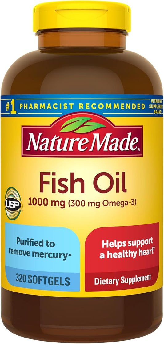 Nature Made Fish Oil 1000 mg 3 Fish 3 Supplement 320 Softgels, 160 Day