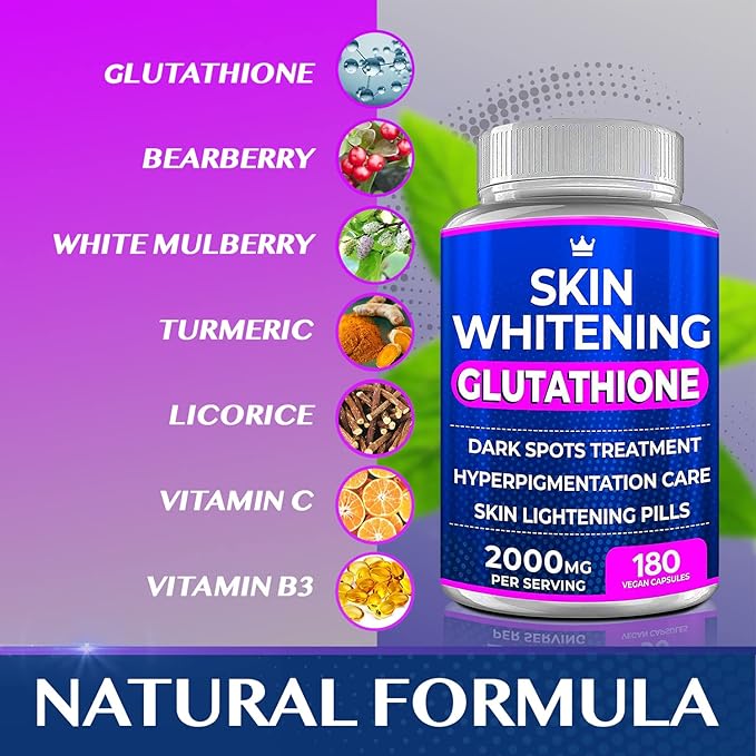 Glutathione Whitening Pills 180 Capsules 2000mg Glutathione