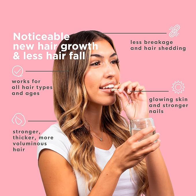 Naturenetics HairAnew Hair Growth Vitamins for Women & Men - Hair Vitamins For Faster Hair Growth & Thickness - Part of Proceeds go to Hair Loss Charity - Vegan Hair Supplement For Hair Skin Nails (1)