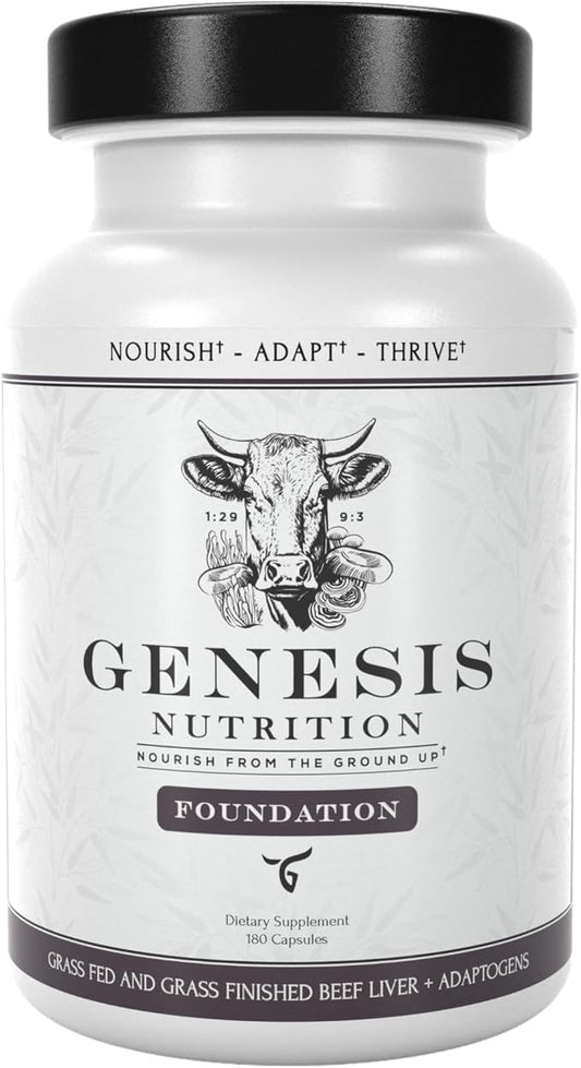 Grass Fed Beef Liver with Reishi 4500mg Iron, B12, Energy, 180 Capsules