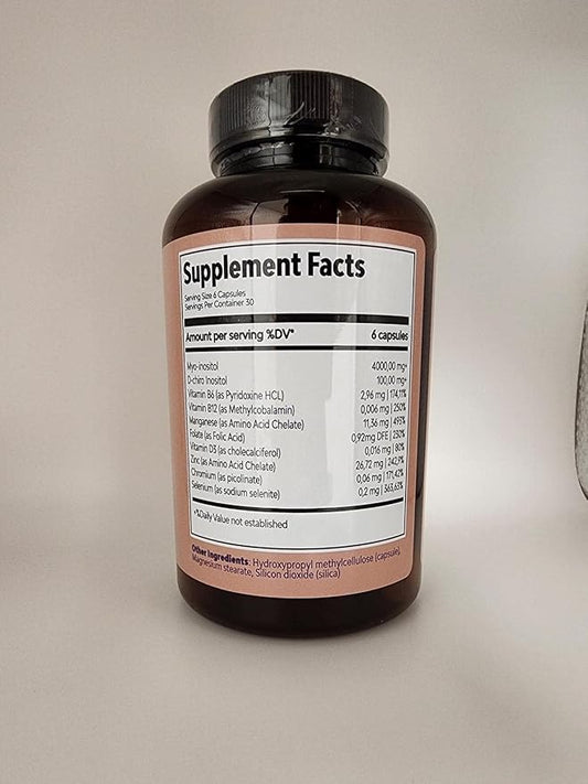 Myo-Inositol & D-Chiro Inositol Supplement for Women | PCOS 4100MG (40:1 Ratio) | Hormonal Balance, Fertility, Preconception, Pregnancy & Ovarian Support | 1 Month Supply | Vegan Capsules