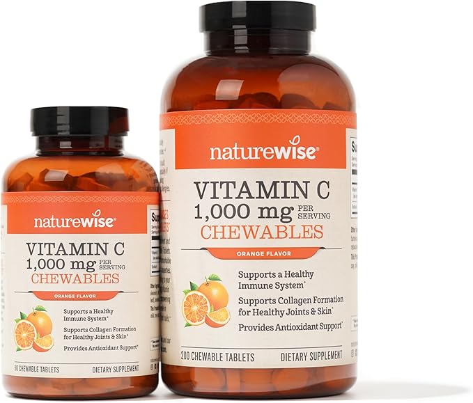 NatureWise Vitamin C 1000mg Chewable Tablet Supplement 90 Count[45 Count[45 Days