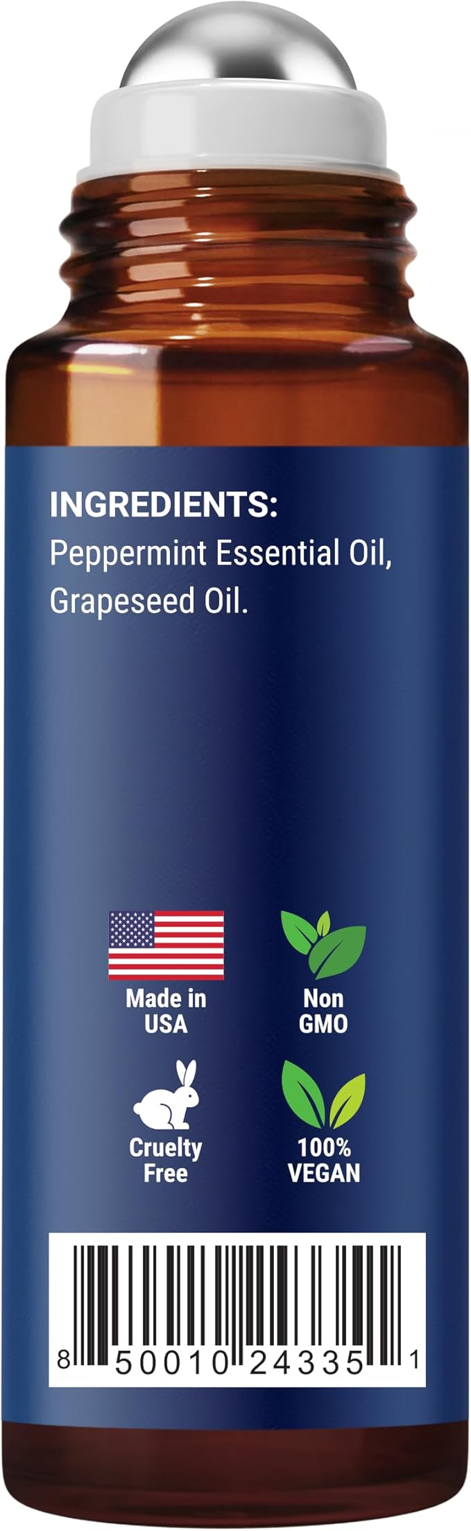 Peppermint Essential Oil Roll-On 10 ml - Pure, Natural & Prediluted Oil Blend Roller with Fresh Minty Aroma - Aromatherapy & Headache Relief - Nexon Botanics