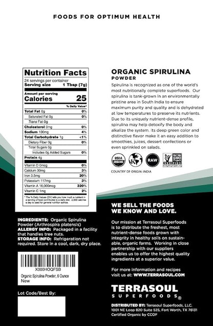 Terrasoul Superfoods Organic Spirulina Powder, 6