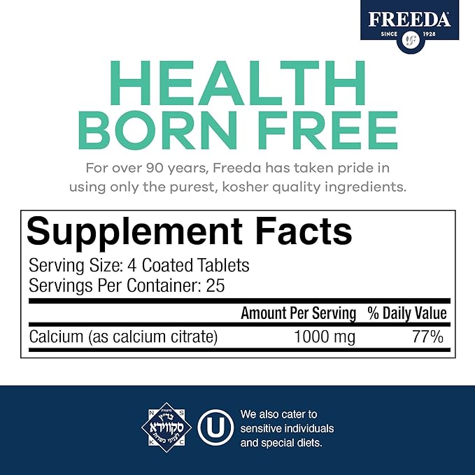 Freeda Calcium Citrate 1000mg per 1000mg Tablets (100 Ct)