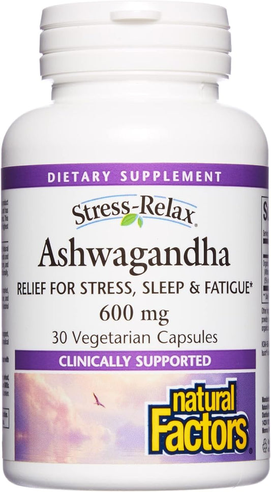 Stress-Relax KSM-66 Ashwagandha 600 mg by 30 vegetarian (30 servings), 60 Capsules