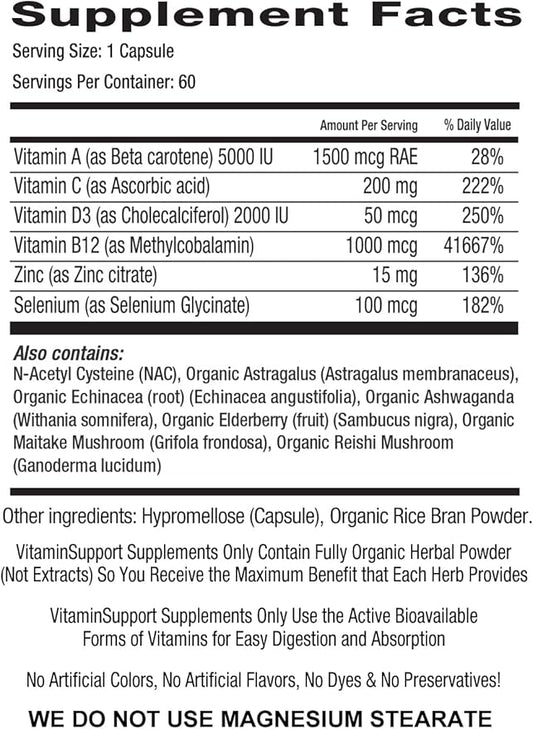 Immune Support Daily Multivitamin B12, Zinc,