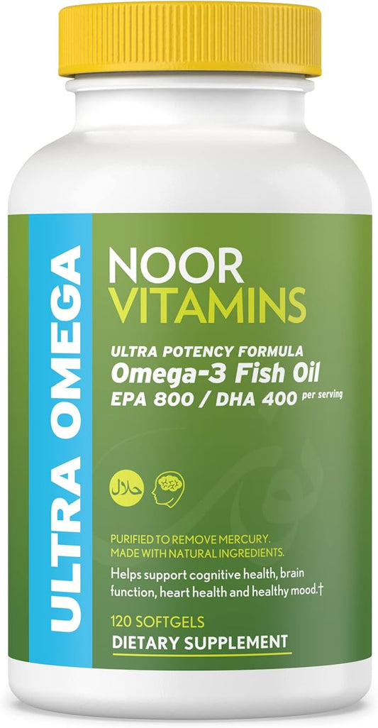 Noor Vitamins Halal Fish Oil, Halal 3 Wild (800 mg 400 mg (120 count)