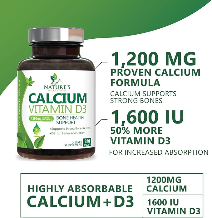 Calcium 1200 mg Plus Vitamin D3, 240 Tablets