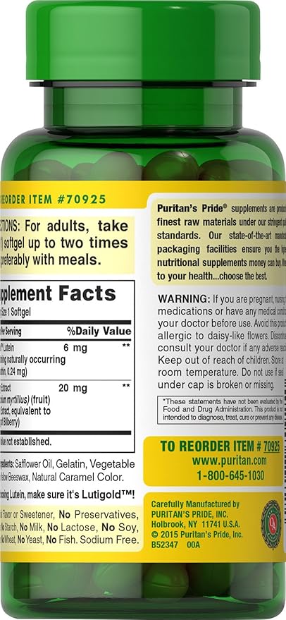 Puritan's Pride Herbavision with Lutein, Zeaxanthin Vision,240 Softgels 240 Count (70925)