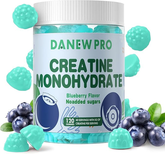 Creatine Monohydrate Gummies 5000mg for Men & Women, Creatine Monohydrate for Muscle Strength, Muscle Builder, Energy Boost, Pre-Workout Supplement(120 Count)-Blueberry Flavor