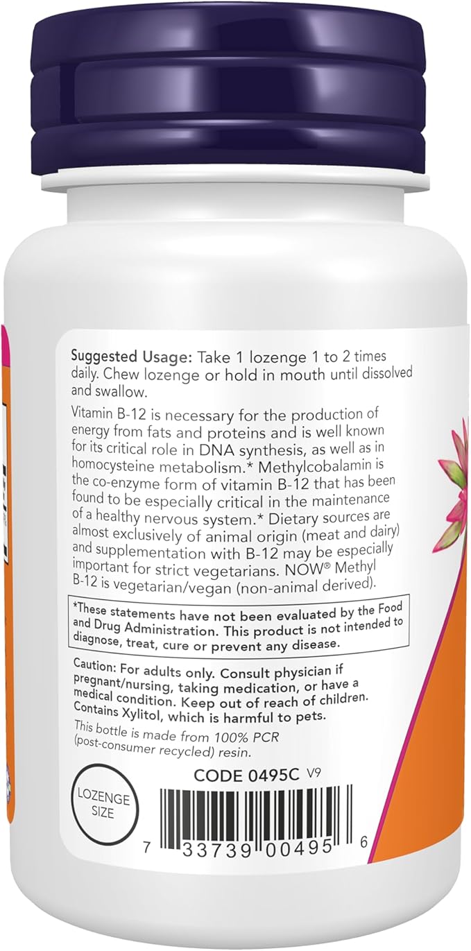 NOW Supplements, Methyl B-12 (Methylcobalamin) 1,000 100 Lozenges