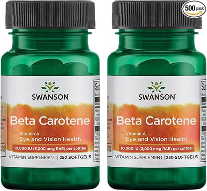 Swanson Beta-Carotene - Vitamin A Supplement (250 Softgels, 3000mcg Each) 2 Pack