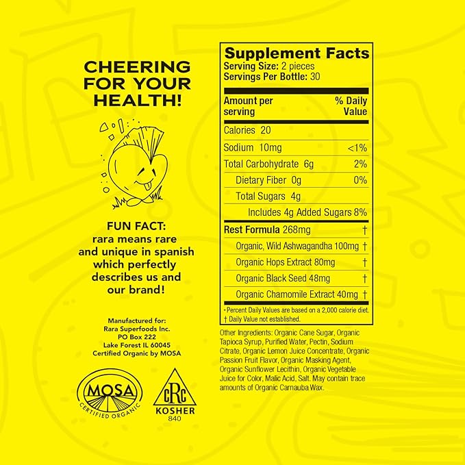 Rest USDA Organic Gummies – Natural (60 Gummies,
