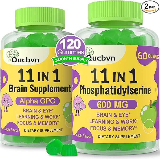 Phosphatidylserine Supplement 600mg, Alpha Brain Gummies B6 & B12, Bacopa 120 Count