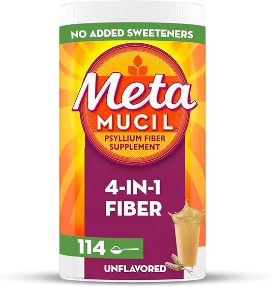 Metamucil, Unflavored Psyllium Husk Powder Fiber 4-in-1 Psyllium #1 Doctor 114 teaspoons