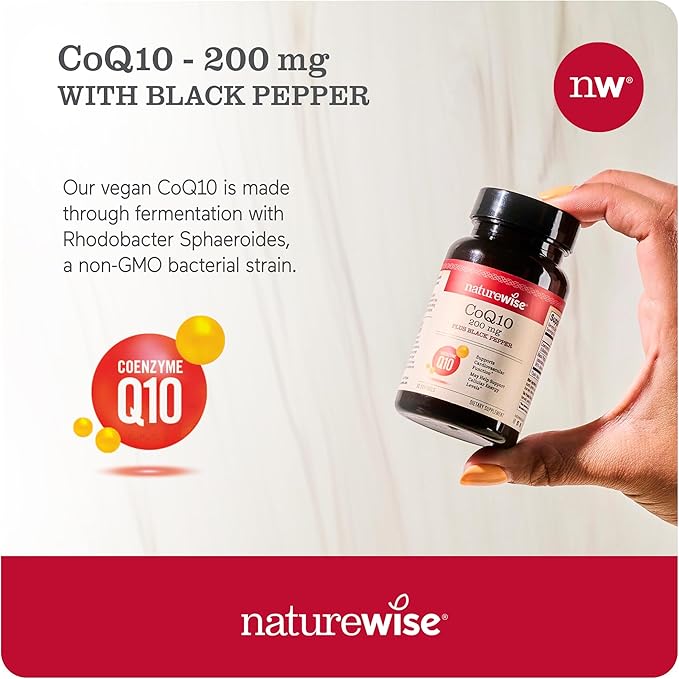 NatureWise CoQ10 200mg Softgels, High Absorption CoQ10 with 200 Softgels[200-Day Softgels[200-Day Supply]