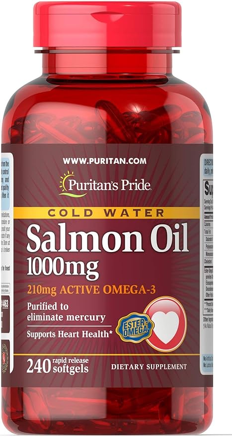 Puritan's Pride Omega-3 Salmon Oil(210 Mg Omega-3), 1.1000 1.1000 Mg, 240 Count