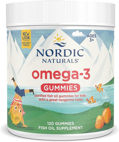 Nordic Naturals Nordic Omega-3 Gummies, Tangerine 120 Gummies 82 mg Omega-3s with 60 Servings