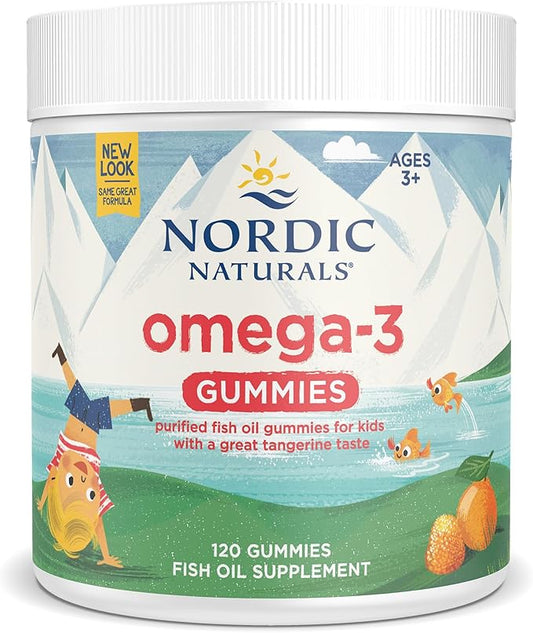 Nordic Naturals Nordic Omega-3 Gummies, Tangerine 120 Gummies 82 mg Omega-3s with 60 Servings