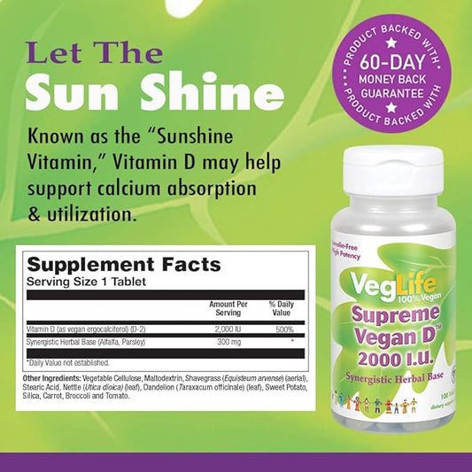 Veglife Supreme Vegan D 2000IU D-2 for 100 Vegan 2