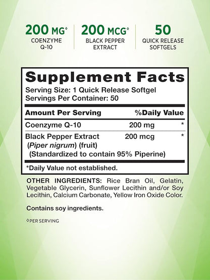Nature's Truth CoQ10 200 mg Softgels 50 Count