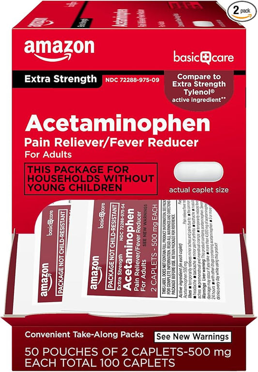 Amazon Basic Care 500 mg, 100 Count (2 Pack 50)