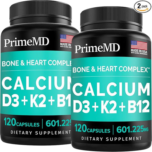 PrimeMD 4-in-1 Calcium Supplement for Women 600mg with D3 K2 K2 5000IU 5000IU Supplement (240 Count)