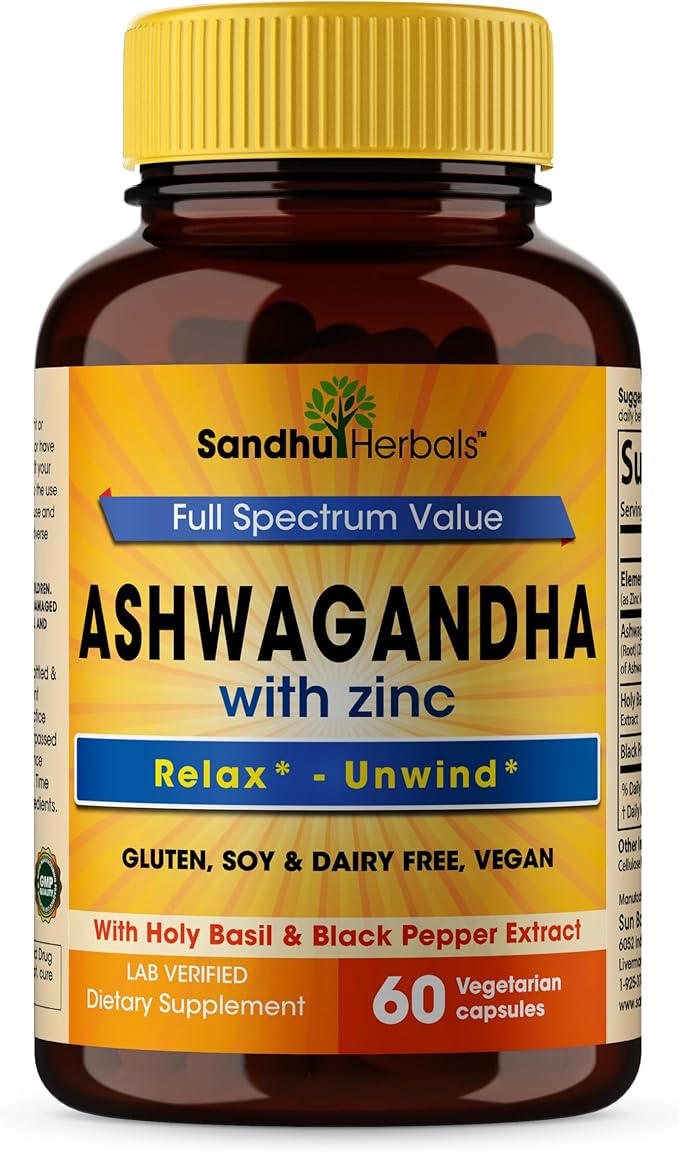 Ashwagandha Supplement|60 Organic 4 in 1 1 Month Supply|8000mg with
