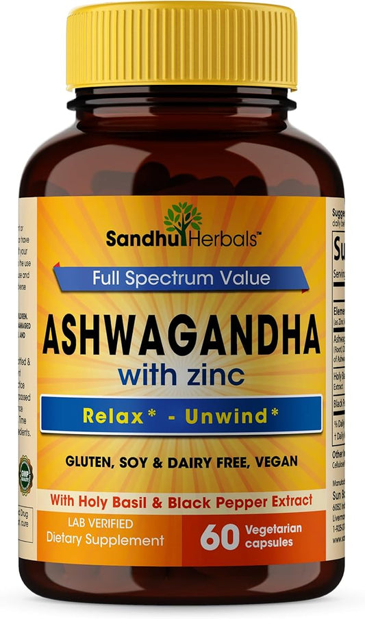 Ashwagandha Supplement|60 Organic 4 in 1 1 Month Supply|8000mg with