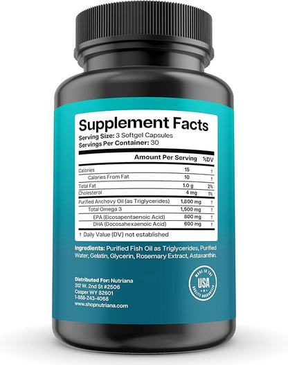Omega 3 Fish Oil 1500mg 3 Supplement 90 Fish