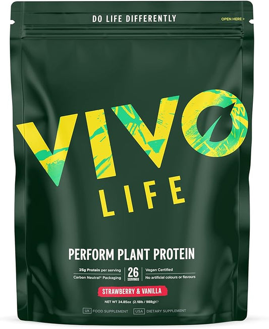 Vivo life Perform Plant Protein Powder 26 Servings 2.17lb, BCAA