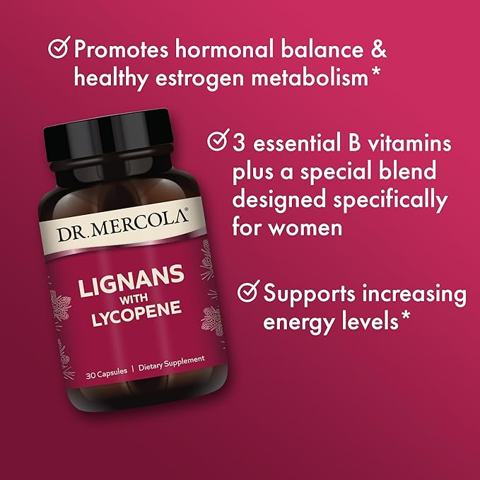 Dr. Mercola Lignans with Lycopene Supplement, 30 Servings (30 Capsules),