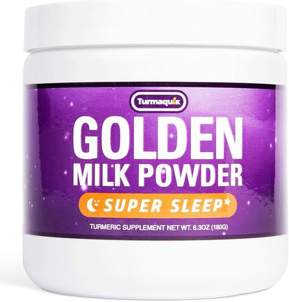 Turmaquik Organic Golden Moon Milk Turmeric Powder Mix, Super Sleep + Superfood Blend of Melatonin, Valerian, Chamomile, Lemon Balm, Ginger, Black Pepper, Curcumin, Cinnamon, Cardamom