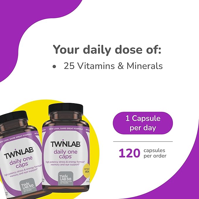 Twinlab Daily One Caps without Iron 60 Capsules 2 Pack