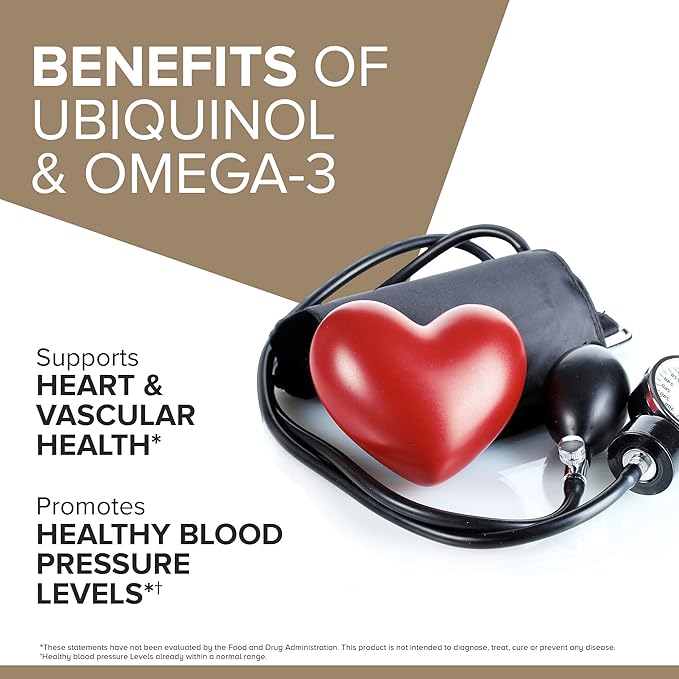 Qunol Plus Ubiquinol with Omega-3 Fish Oil CoQ10, 90 90 Count