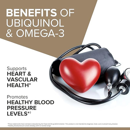 Qunol Plus Ubiquinol with Omega-3 Fish Oil CoQ10, 90 90 Count