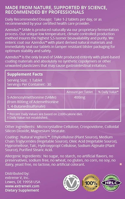 Azendus SAM-e Mood Support 400mg, 30