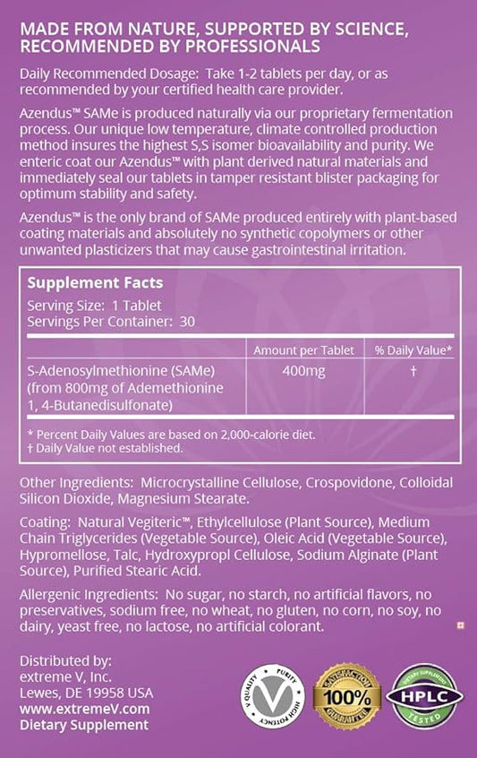 Azendus SAM-e Mood Support 400mg, 30