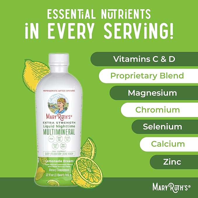 MaryRuth Organics Extra Strength Nighttime Liquid 4 Flavors 32 Servings