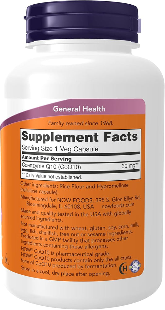 NOW Supplements, CoQ10 30 mg, Pharmaceutical 240 Veg