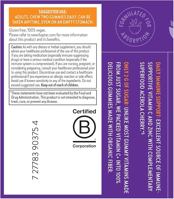 New Chapter Vitamin C+ Gummies – 40% Less 60ct